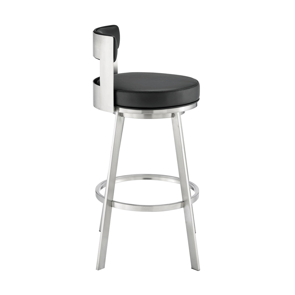 Lynof - Swivel Bar Stool - Brushed Stainless Steel Finish