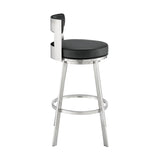 Lynof - Swivel Bar Stool - Brushed Stainless Steel Finish