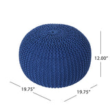 Bordeaux - Knitted Cotton Round Pouf, Versatile Ottoman And Floor Cushion