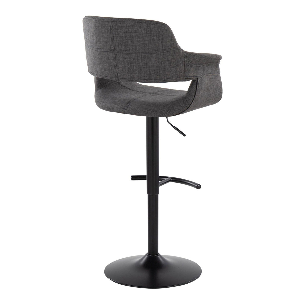 Vintage Flair - Mid-Century Modern Adjustable Swivel Barstool (Set of 2) - Charcoal Fabric
