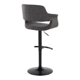 Vintage Flair - Mid-Century Modern Adjustable Swivel Barstool (Set of 2) - Charcoal Fabric