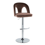 Ava - Upholstered Adjustable Barstool (Set of 2) - Chrome Metal