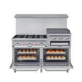 60 in. Commercial LP Range with 24 in. Griddle and Broiler in Stainless-Steel (KM-CRGB60-LP)