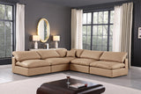 Comfy - 5 Piece Faux Leather Modular Corner Armless Sectional - Tan