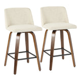 Tintori - Counter Stool (Set of 2) - Walnut Wood And Square Footrest