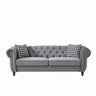 Chesterfield Velvet Upholstery Fabric Sofa With Roll Armrest & Nailhead