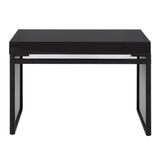 Drift - Contemporary Upholstered Desk - Black Steel, Black Wood And Silver Velvet