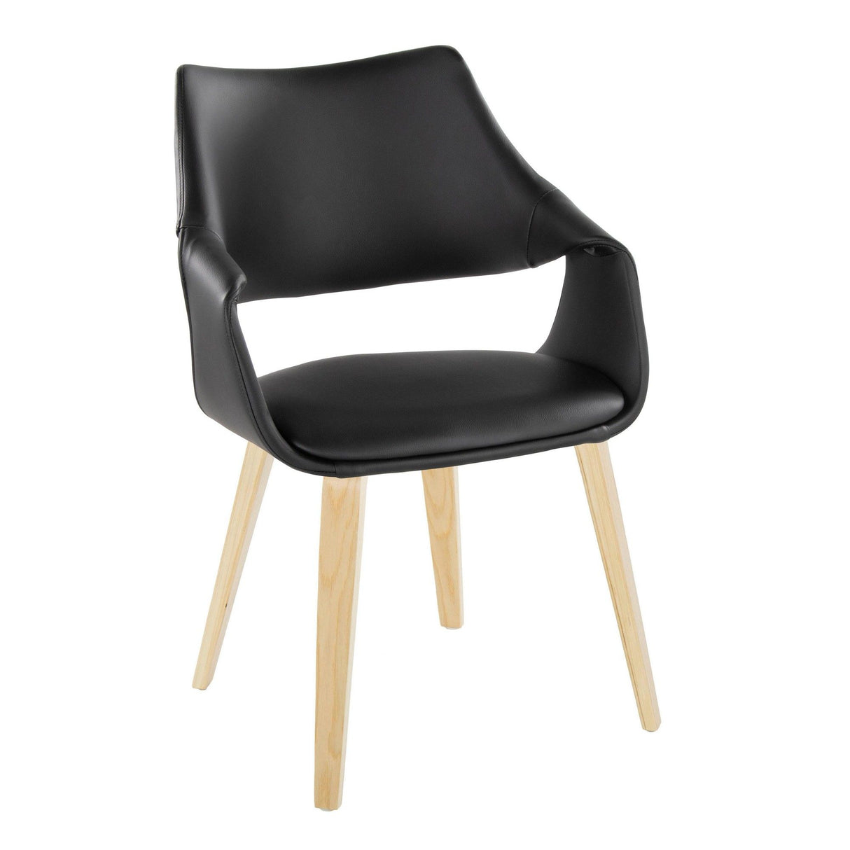 Curvo - High Back Upholstered Chair (Set of 2) - Natural Wood Legs