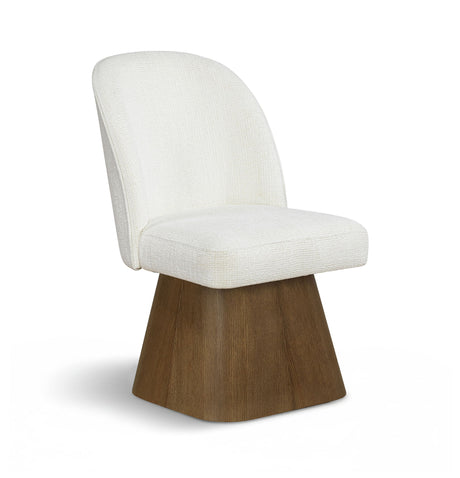 Marlowe - Linen Textured Fabric Upholstered Swivel Dining Side Chair - Stained Brown
