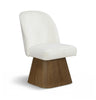 Marlowe - Linen Textured Fabric Upholstered Swivel Dining Side Chair - Stained Brown
