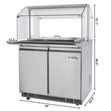 36 in. Commercial Refrigerated Prep Station with Sneeze Guard and Buffet Slide, 6 Pans with Covers and Two Adjustable Shelves in Stainless-Steel, ETL Listed (KM-RBT-36CSFG)