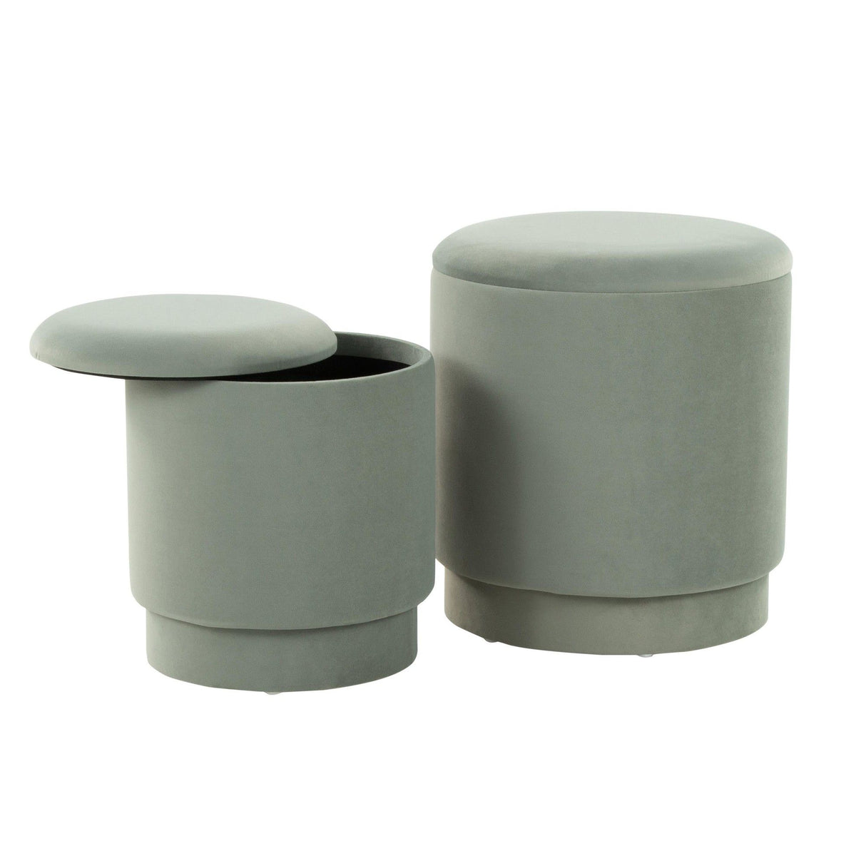 Marla - Upholstered Ottoman (Set of 2) - Light Green Velvet