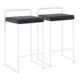 Fuji - Contemporary Stackable Counter Stool (Set of 2) - White Frame