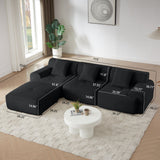 L Shaped Modular Sectional Sofa Corduroy And Movable Ottoman