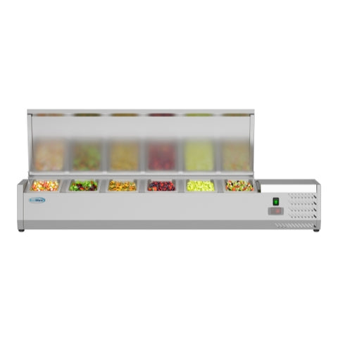 59 in. Six Pan Refrigerated Countertop Condiment Prep Station - SCDC-6P-SSL