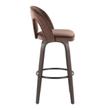 Ava - Upholstered Fixed-Height Barstool (Set of 2) - Walnut Glazed Wood Base