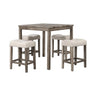 Transitional Counter Dining Set With 4 Tufted Stools