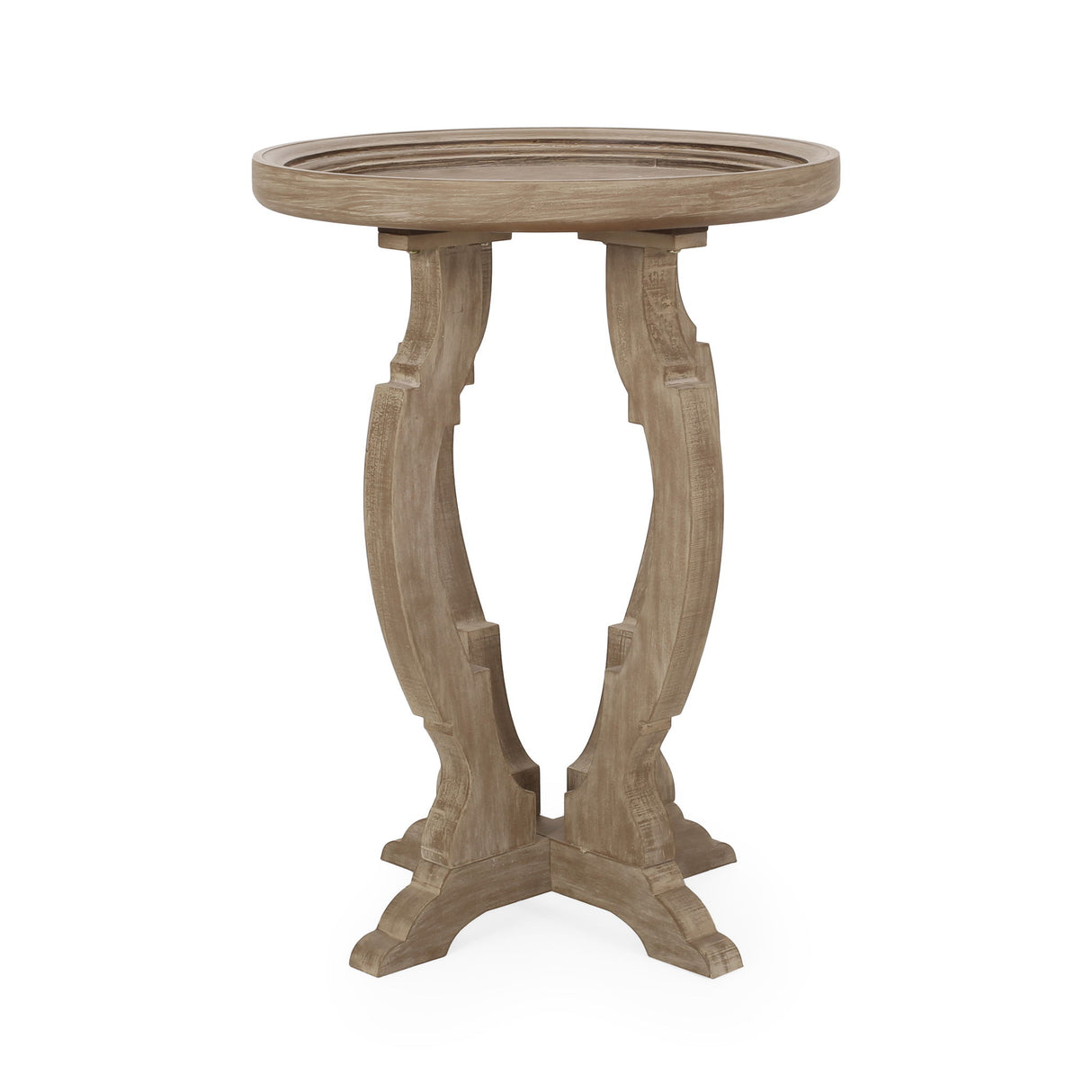 French Country Style Accent Table With Hourglass Design