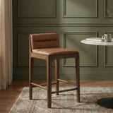 Ellis - Vegan Leather Upholstered Counter Stool (Set of 2) - Brown Base