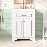 Bathroom Vanity With Integrated Sink, 2 Door Cabinet With Tip Out Drawer, Rectangular Design