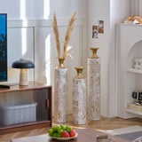 Floor Metal Vases Decorated Metal Vases (Set of 3) Gorgeous Home Decoration Large Glazed Metal Vases - White / Gold