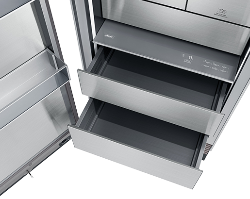 Dacor DRZ30980RAP column freezer drawers and dual icemaker detail