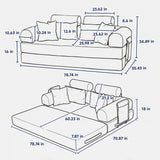 Convertible Sleeper Sofa Bed, Foldable Multi Functional Couch For Living Room - Navy / Red