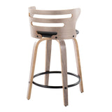 Cosi - Fixed-Height Swivel Counter Stool With Light Gray Wood Base (Set of 2)