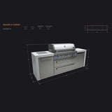 Mont Alpi Deluxe Series 8 Ft Natural Gas Outdoor Kitchen Island w/ Side Burner - MAi805-D