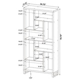 6 Tier Rectangular Bookcase With Accents - Brown