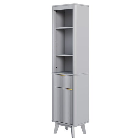 Tall Bathroom Storage Cabinet With Adjustable Shelves And 1 Drawer & Door