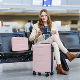 6 Piece Lightweight Hardshell Luggage Set With Double Spinner Wheels, Password Lock