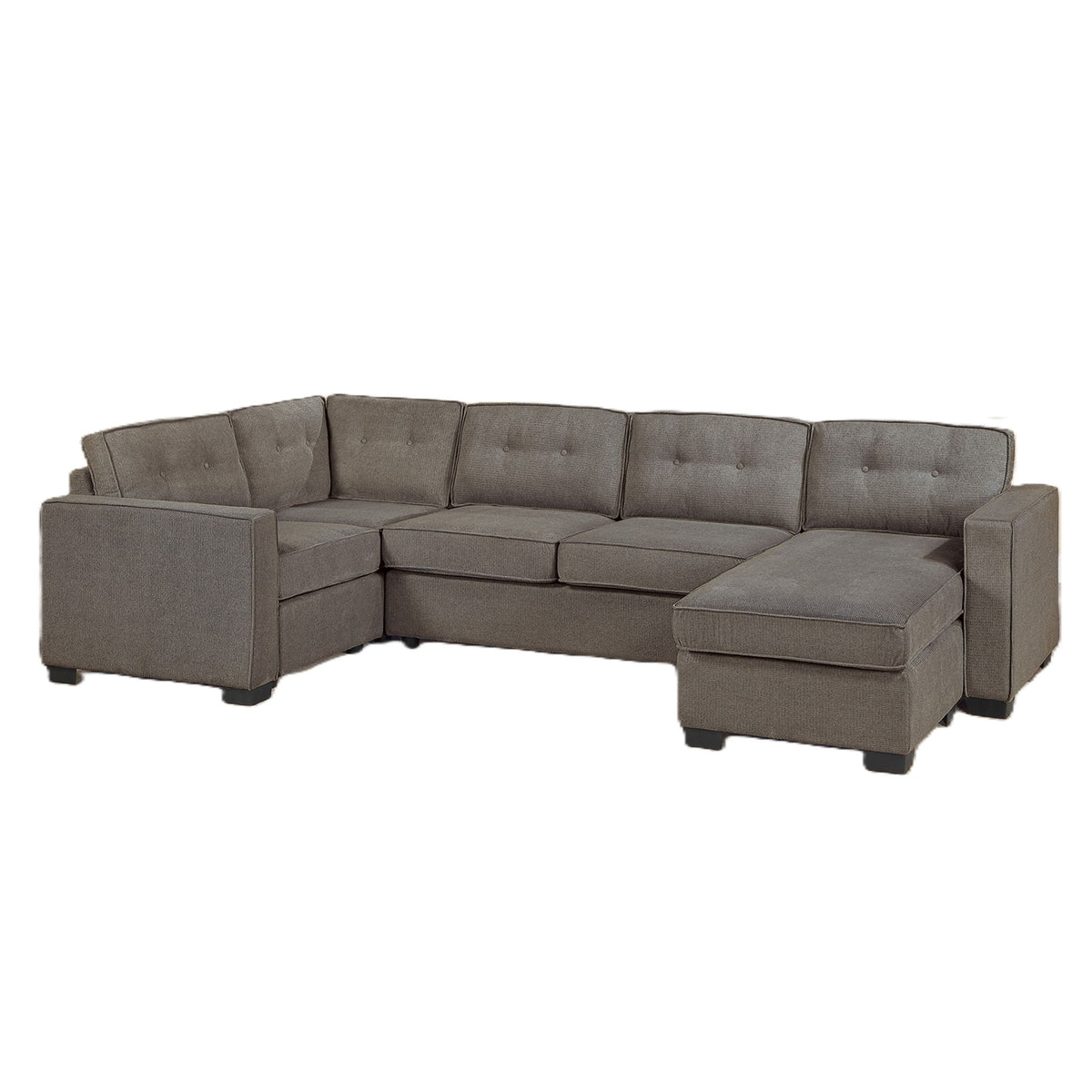 U - Sectional Sofa Upholstered LAF / RAF Chaise With Armless Loveseat And Chairs - Light Brown