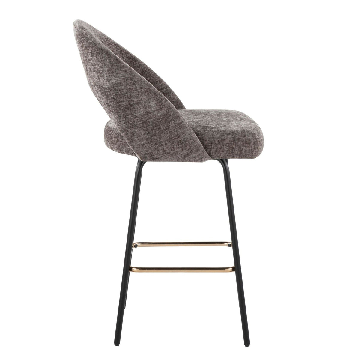 Renee - Upholstered Fixed-Height Counter Stool (Set of 2) - Black Metal