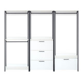 Fiona - Freestanding Walk In Wood Closet System, Metal Frame Melamine - White