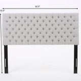 Queen Size Headboard With Button Tufting - Light Gray