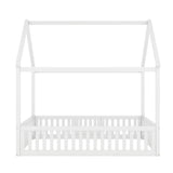 Wood House Bed With Fence And Door