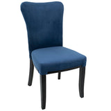 Olivia - Dining Chair (Set of 2) - Espresso Wood, Navy Blue Velvet