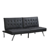 Contemporary Wood Frame Sofa Bed With Stainless Legs - Black