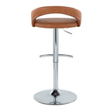 Grotto - Upholstered Adjustable Barstool - Chrome Metal Base