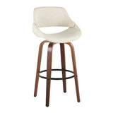 Fabrizzi - 30" Fixed-Height Barstool With Swivel And Round Black Metal Footrest (Set of 2) - Walnut Wood