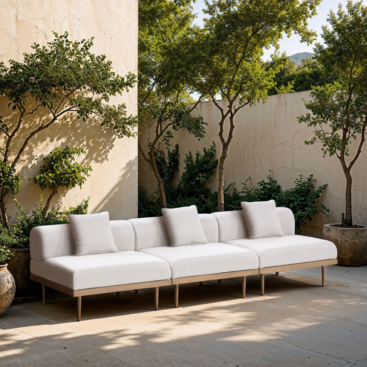 Laguna - 3 Piece Resilient Water Resistant Fabric 106.5" Outdoor Patio Armless Modular Sofa