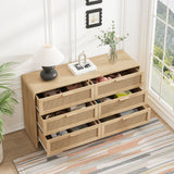 Modern Arc Shaped Corner Rattan Cabinet With 6 Drawers