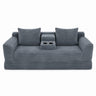Soft Striped Convertible Sofa Bed, Dual Use Lounge Couch With Cup Holders And Pillows