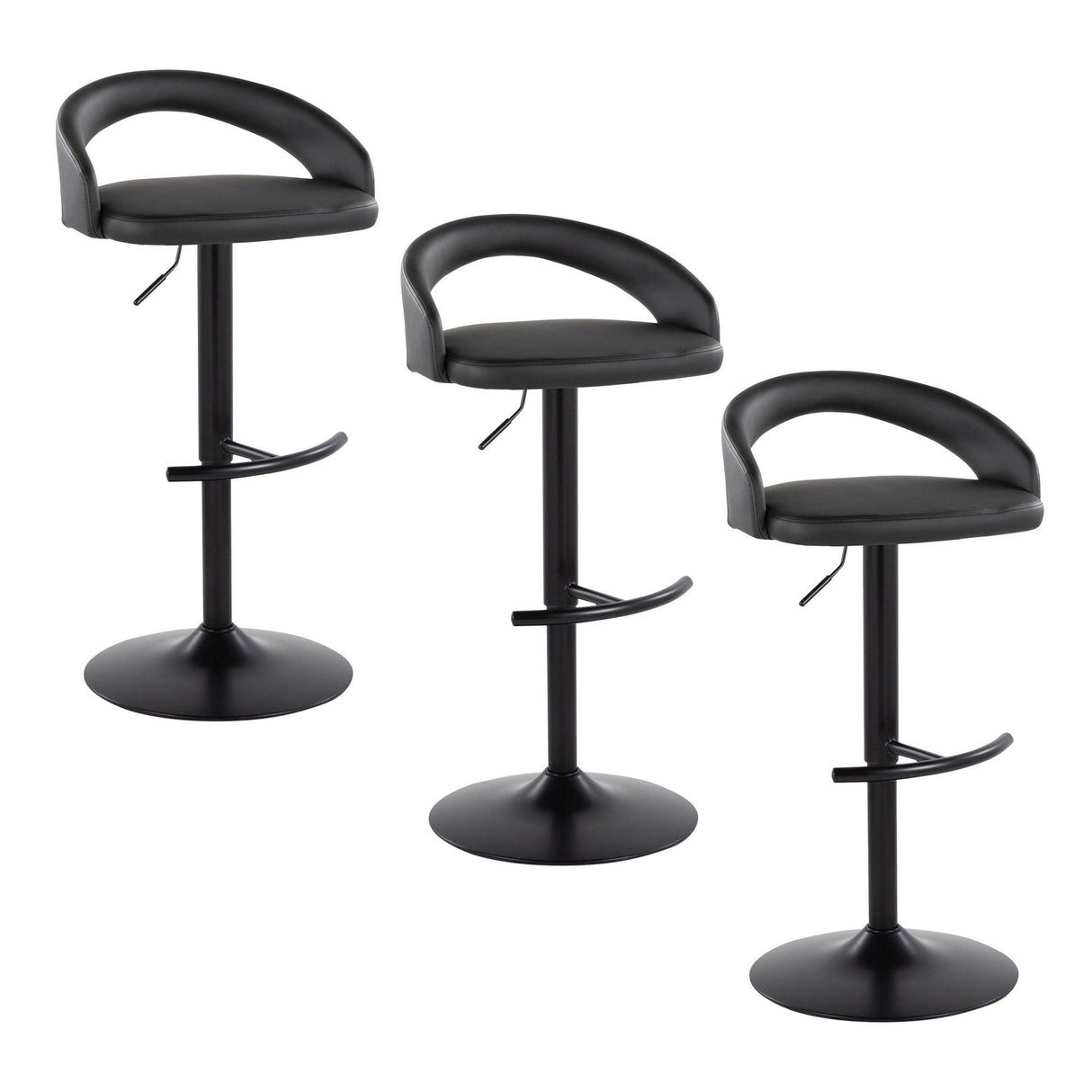 Grotto - Upholstered Adjustable Barstool - Black Metal Base
