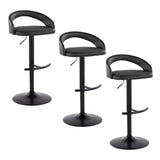 Grotto - Upholstered Adjustable Barstool - Black Metal Base
