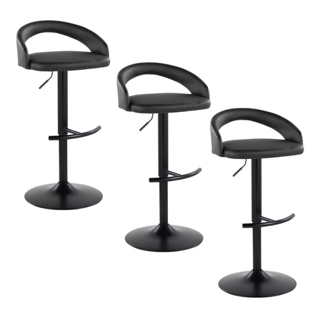 Grotto - Upholstered Adjustable Barstool - Black Metal Base