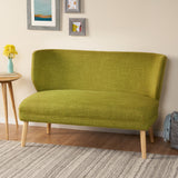 Elegant Classic Upholstered Loveseat With Curved Backrest