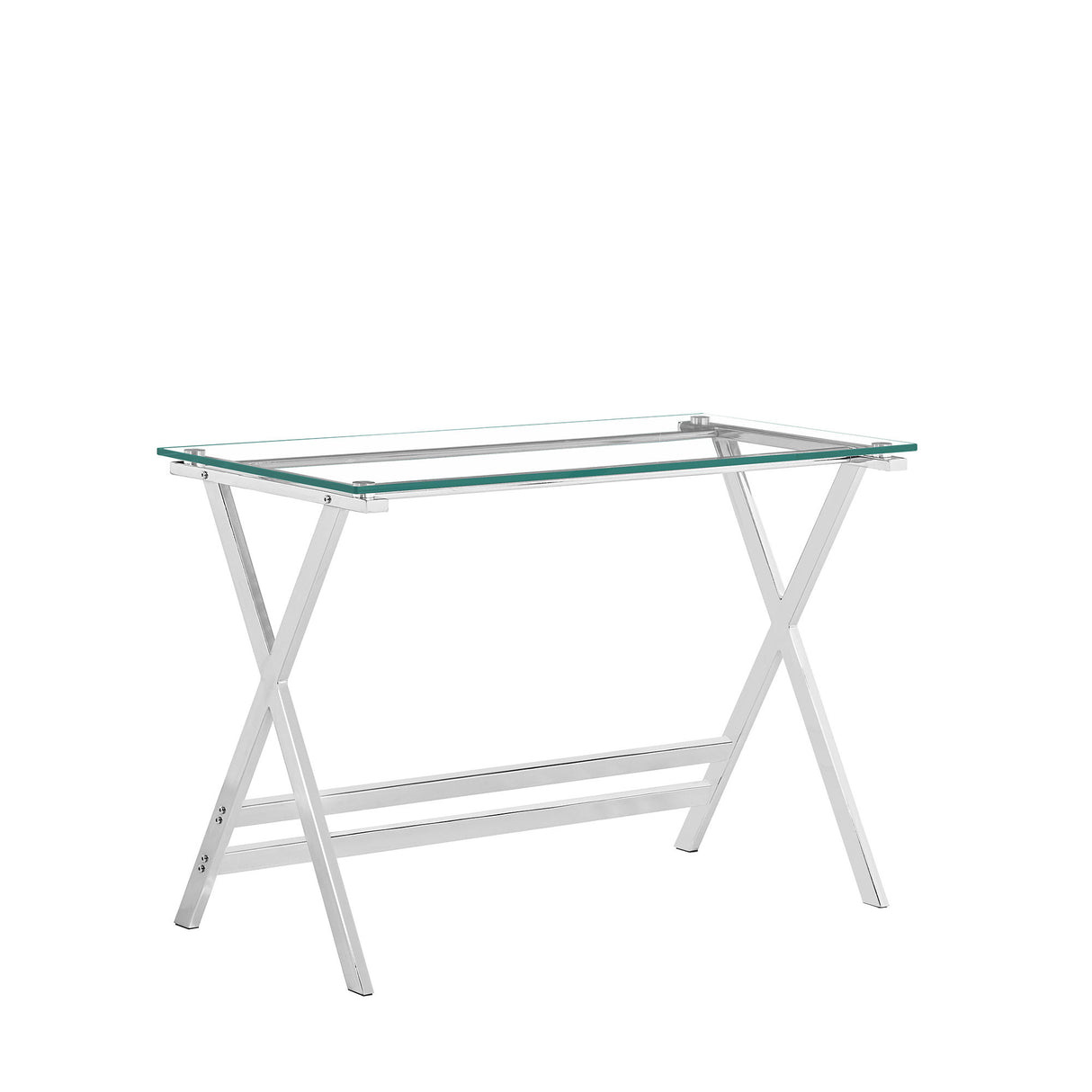Transparent Glass Computer Desk With Rounded Edges, Tempered Glass Laptop Table - Clear