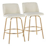 Toriano - Contemporary, Fixed Height Counter Stool With Swivel With Round Footrest (Set of 2)